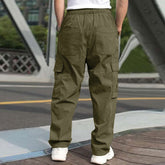Casual Cargo Pants for Men – Loose Straight Drawstring Waist Trousers